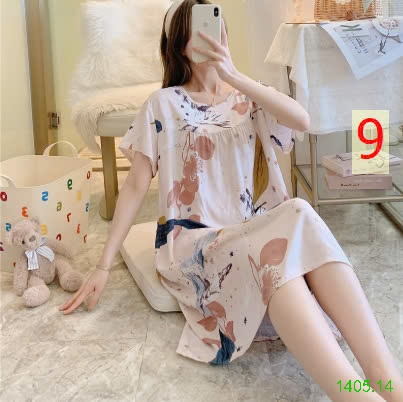 25HA1405.14 - VÁY NGỦ COTTON LANH LỤA CHO NỮ