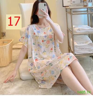 25HA1405.14 - VÁY NGỦ COTTON LANH LỤA CHO NỮ