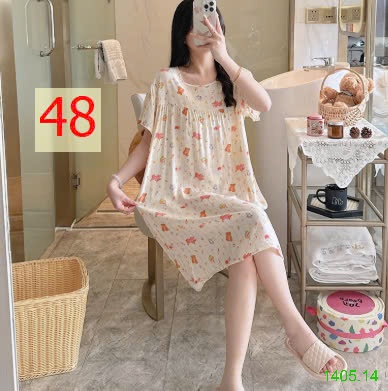 25HA1405.14 - VÁY NGỦ COTTON LANH LỤA CHO NỮ
