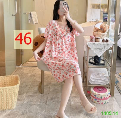 25HA1405.14 - VÁY NGỦ COTTON LANH LỤA CHO NỮ