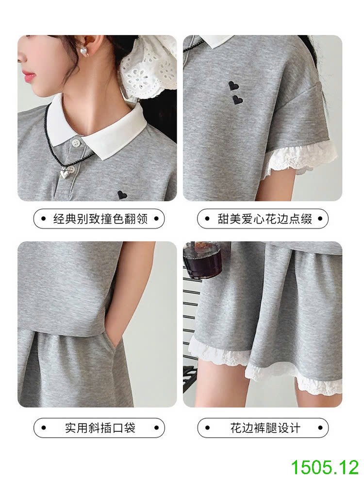 25HA1505.12 - SET POLO VIỀN REN BÉ GÁI