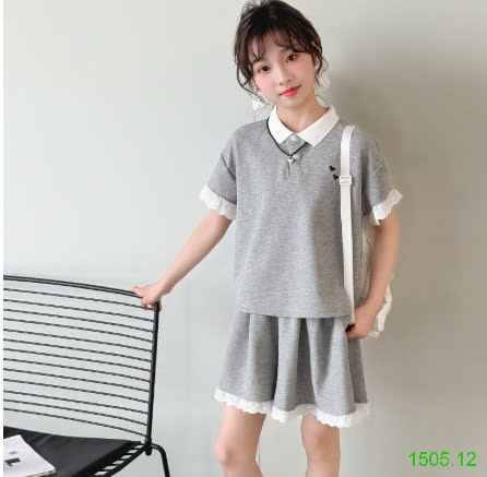 25HA1505.12 - SET POLO VIỀN REN BÉ GÁI