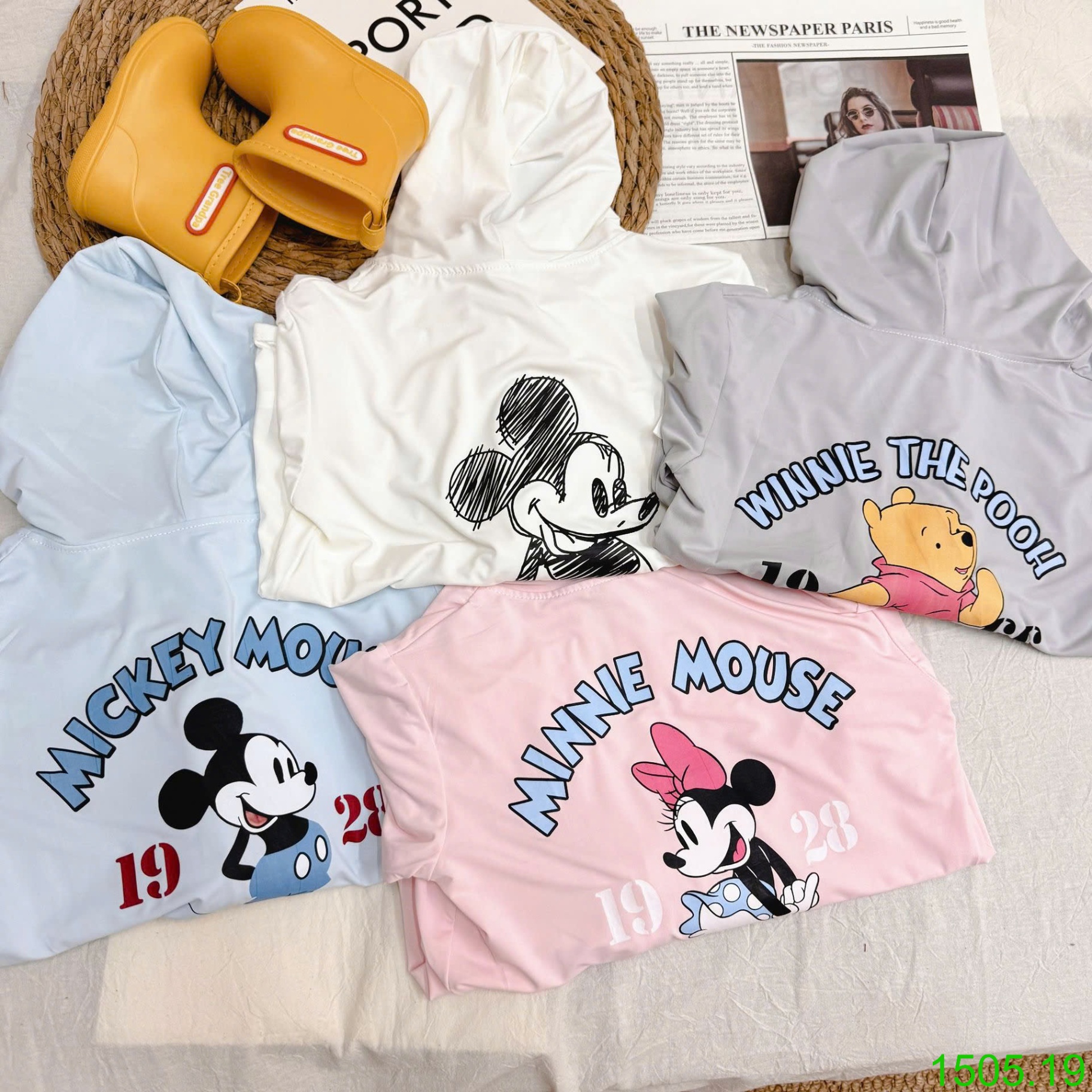25HA1505.19 - ÁO CHỐNG NẮNG MICKEY, GẤU POOH CHO BÉ