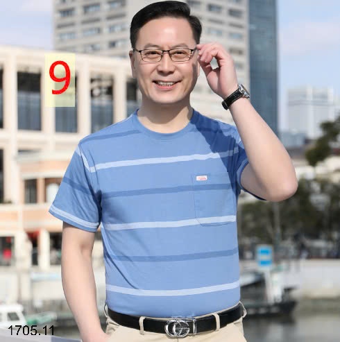 25HA1705.11 - ÁO THUN KẺ CỔ TRÒN NAM