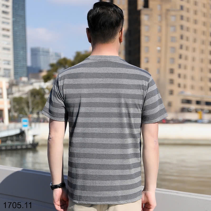 25HA1705.11 - ÁO THUN KẺ CỔ TRÒN NAM