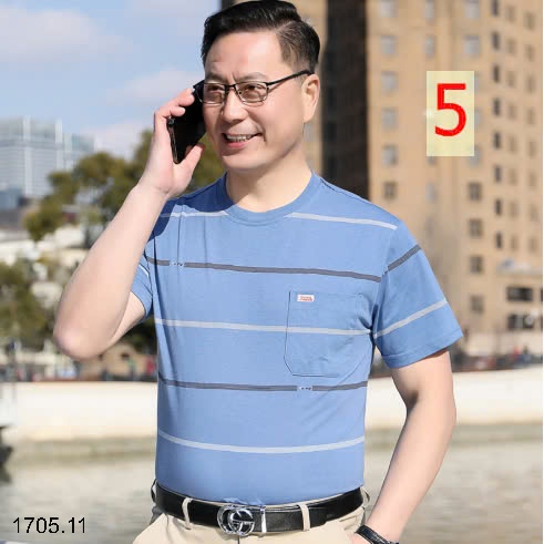 25HA1705.11 - ÁO THUN KẺ CỔ TRÒN NAM