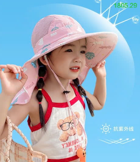 25HA1805.29 - MŨ CHỐNG NẮNG VÀNH LỚN CHO BÉ