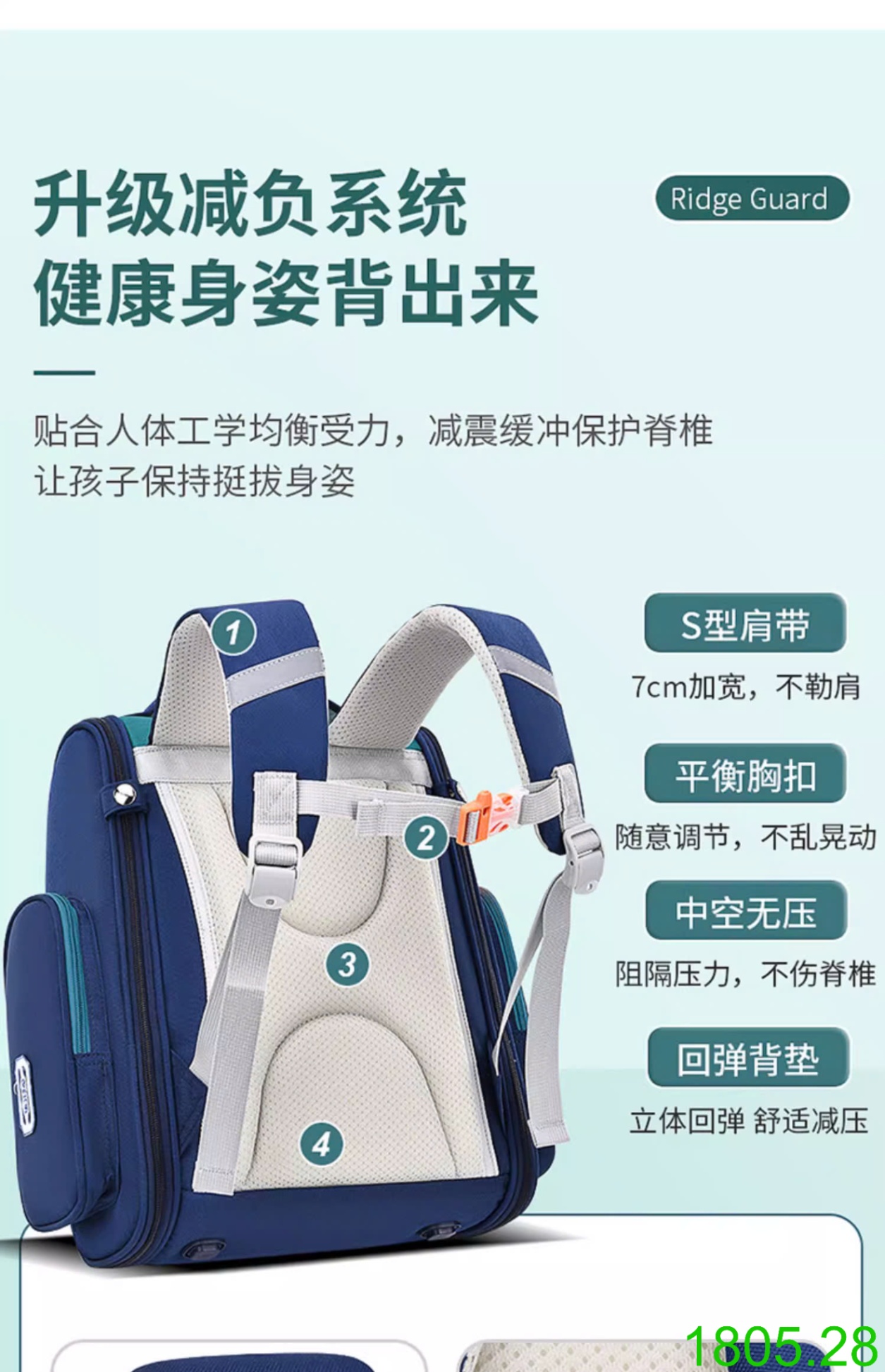 25HA1805.28 - BA LÔ CHỐNG GÙ KÈM ĐỒNG HỒ CHO BÉ YÊU