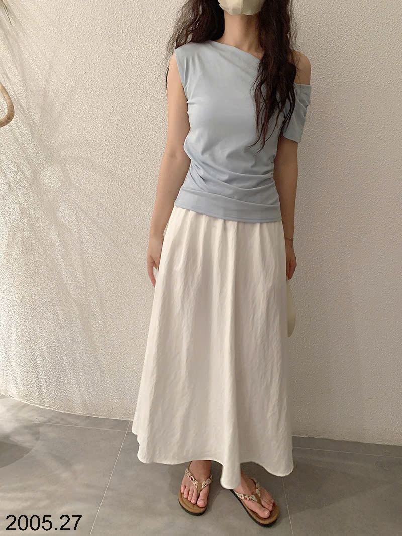 25HA2005.27 - ÁO THUN CỔ ĐỔ XẾP LY