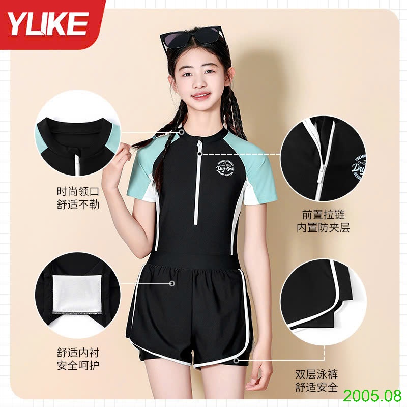 25HA2005.08 - BỘ BƠI LIỀN THÂN CỘC TAY BÉ GÁI HÃNG YUKE