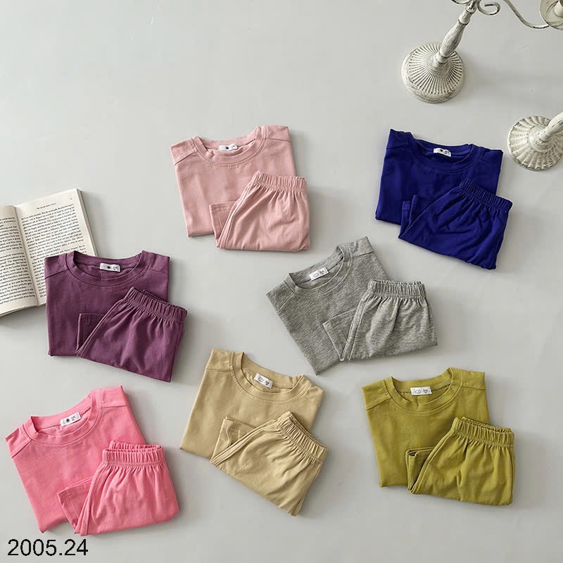 25HA2005.24 - BỘ COTTON TRƠN MÀU QUẢNG CHÂU CHO BÉ
