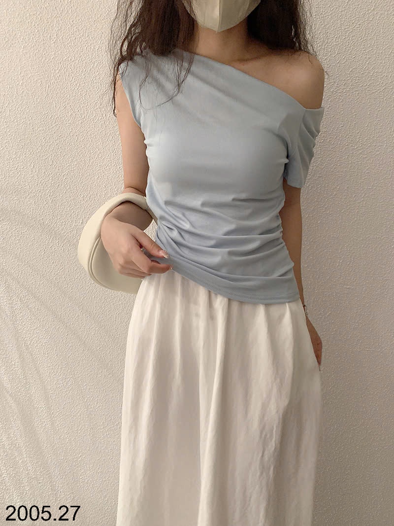 25HA2005.27 - ÁO THUN CỔ ĐỔ XẾP LY
