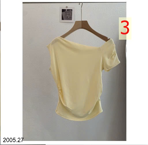 25HA2005.27 - ÁO THUN CỔ ĐỔ XẾP LY
