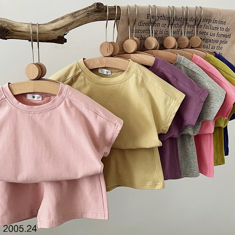 25HA2005.24 - BỘ COTTON TRƠN MÀU QUẢNG CHÂU CHO BÉ