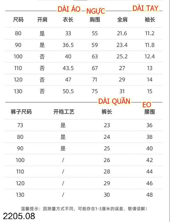 25HA2205.08 - BỘ COTTON NGUYÊN CHẤT QUẢNG CHÂU CHO BÉ