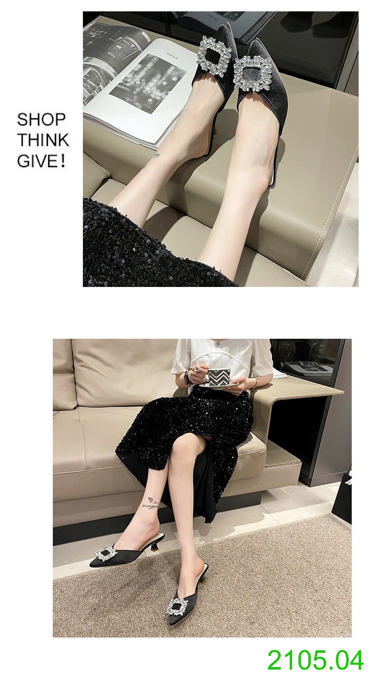 25HA2105.04 - GUỐC MŨI NHỌN ĐÍNH ĐÁ VUÔNG
