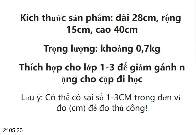 25HA2105.25 - BA LÔ HD KIDS CHỐNG GÙ QUẢNG CHÂU CHO BÉ
