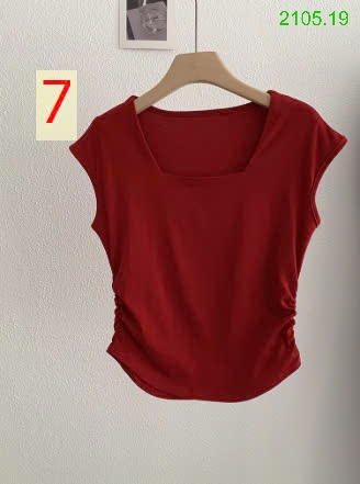 25HA2105.19 - ÁO THUN CỔ CHỮ U NHÚN EO