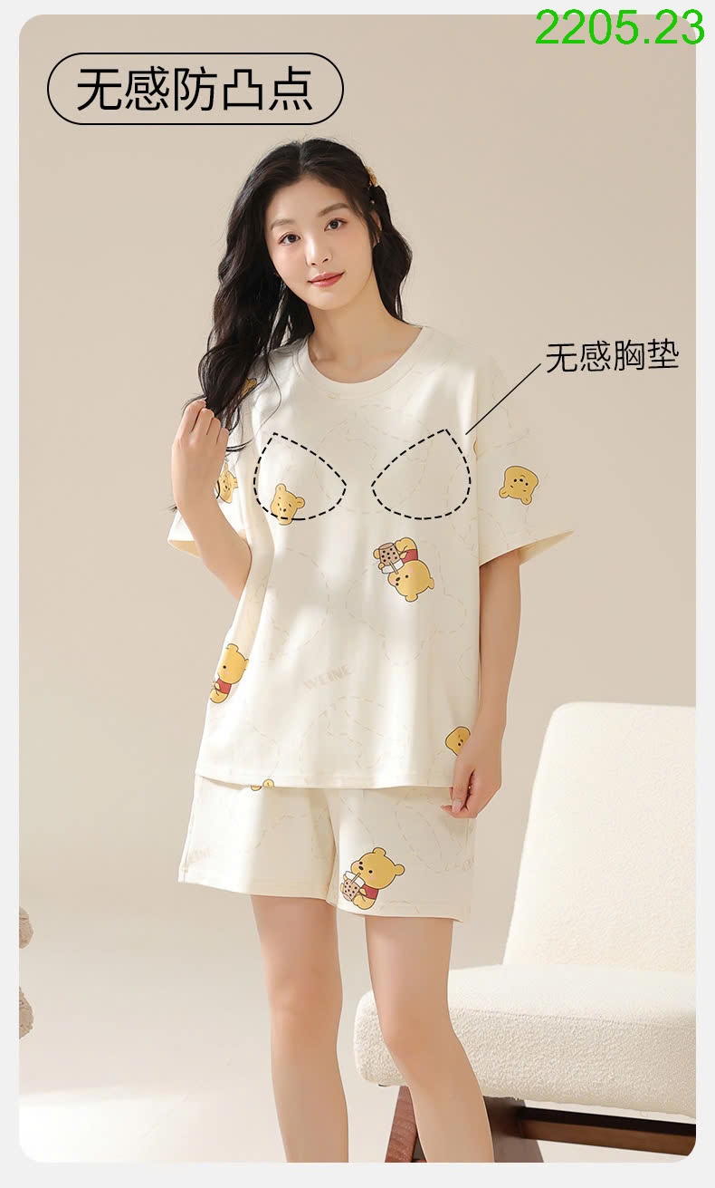 25HA2205.23 - BỘ COTTON NỮ MẶC NHÀ KÈM ĐỆM NGỰC