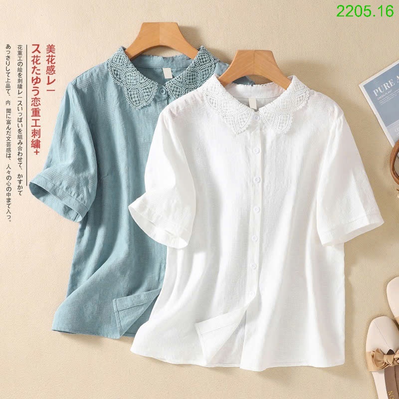 25HA2205.16 - SƠ MI NỮ CỔ THÊU