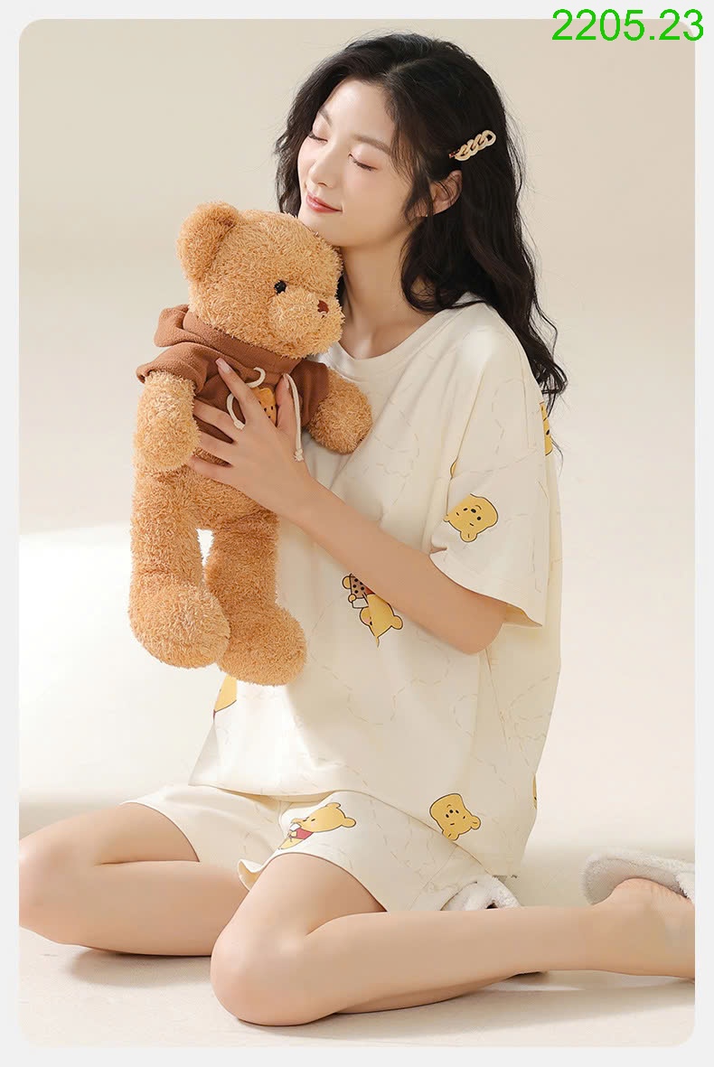 25HA2205.23 - BỘ COTTON NỮ MẶC NHÀ KÈM ĐỆM NGỰC