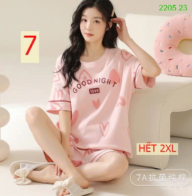 25HA2205.23 - BỘ COTTON NỮ MẶC NHÀ KÈM ĐỆM NGỰC