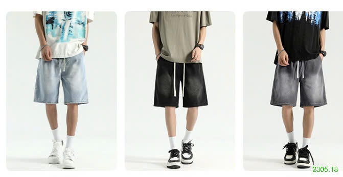 25HA2305.18 - QUẦN SHORT JEAN ỐNG RỘNG CHO NAM