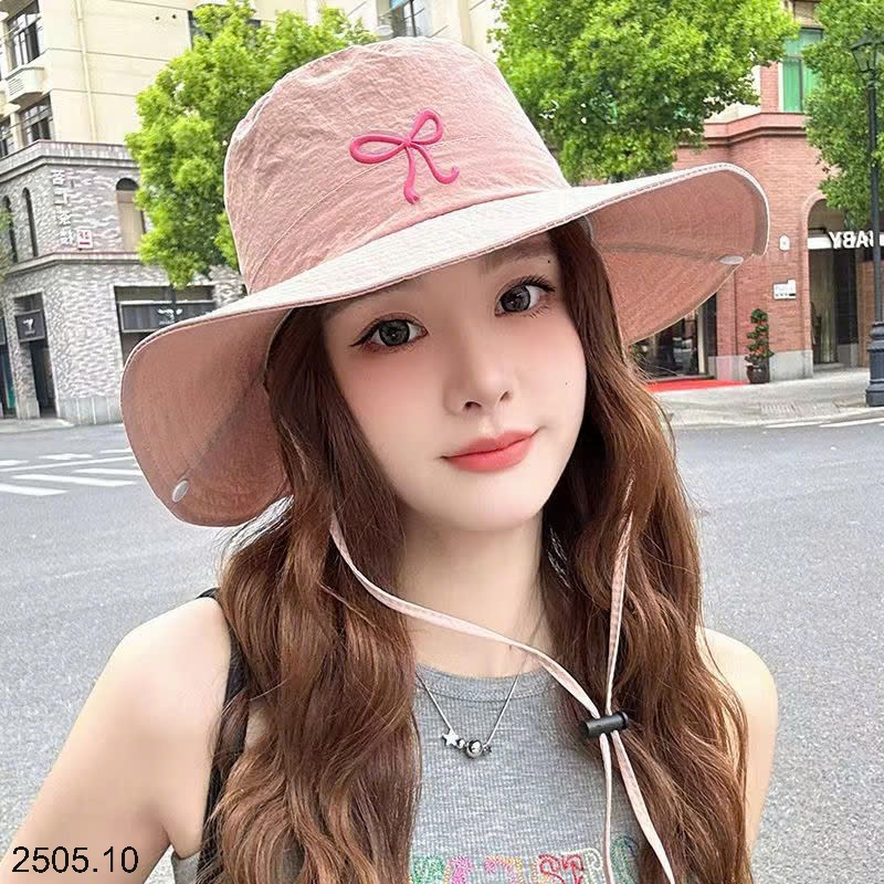25HA2505.10 - MŨ BUCKET THÊU NƠ