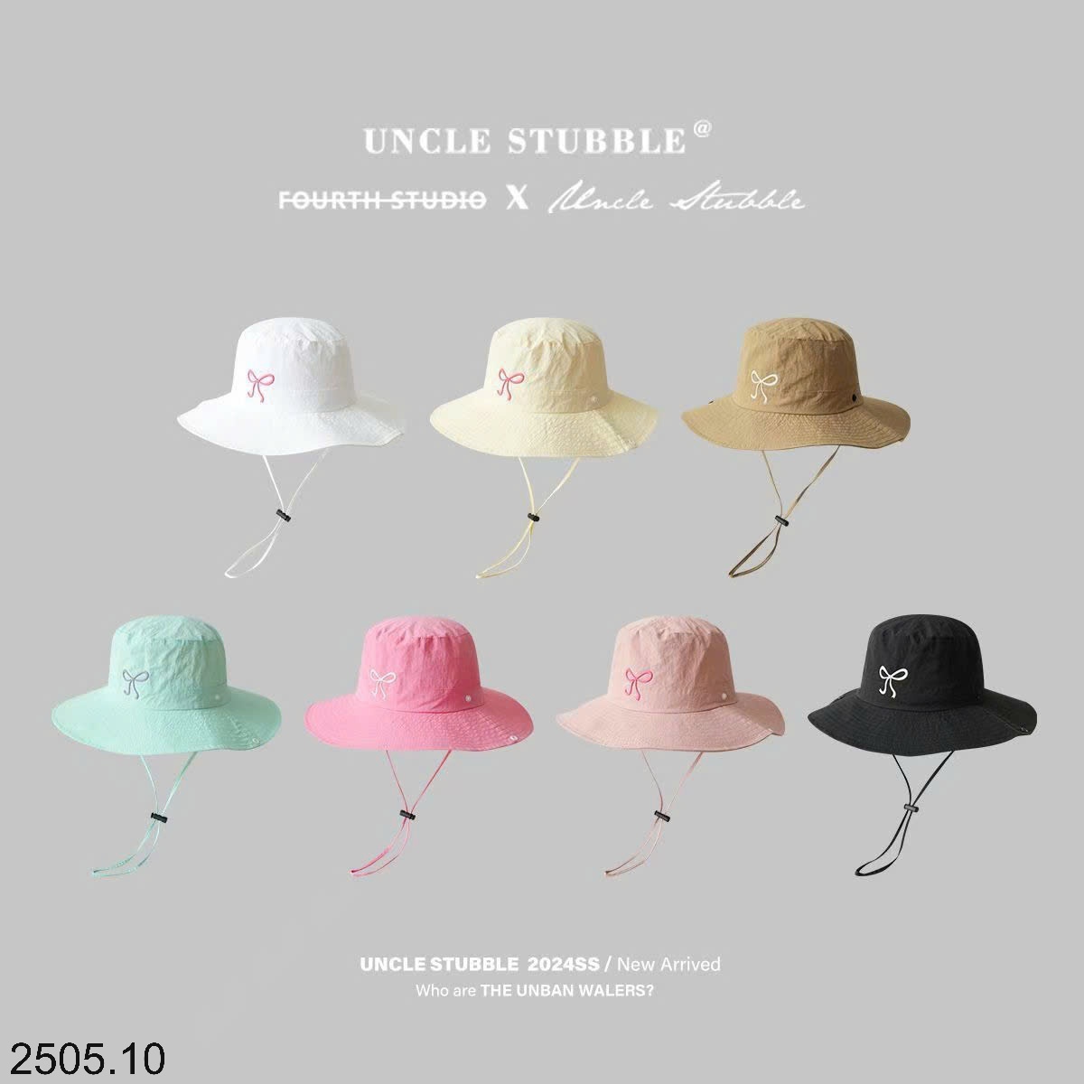25HA2505.10 - MŨ BUCKET THÊU NƠ