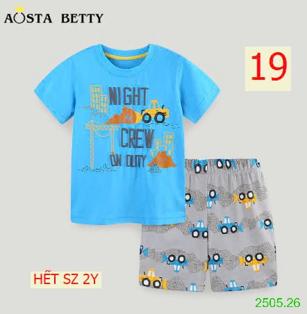 25HA2505.26 - BỘ COTTON BÉ TRAI HÃNG AOSTA BETTY