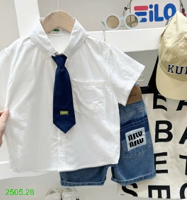 25HA2505.28 - ÁO SƠ MI KÈM CÀ VẠT BÉ TRAI KACADY