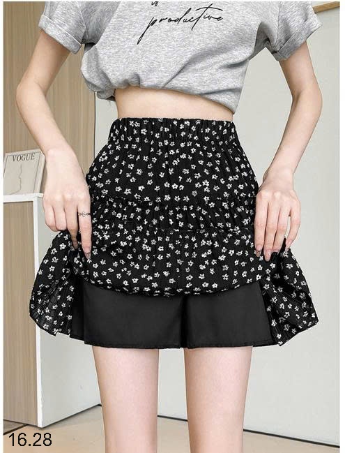 25HA16.28 - CHÂN VÁY BABYDOLL HOA NHÍ NỮ