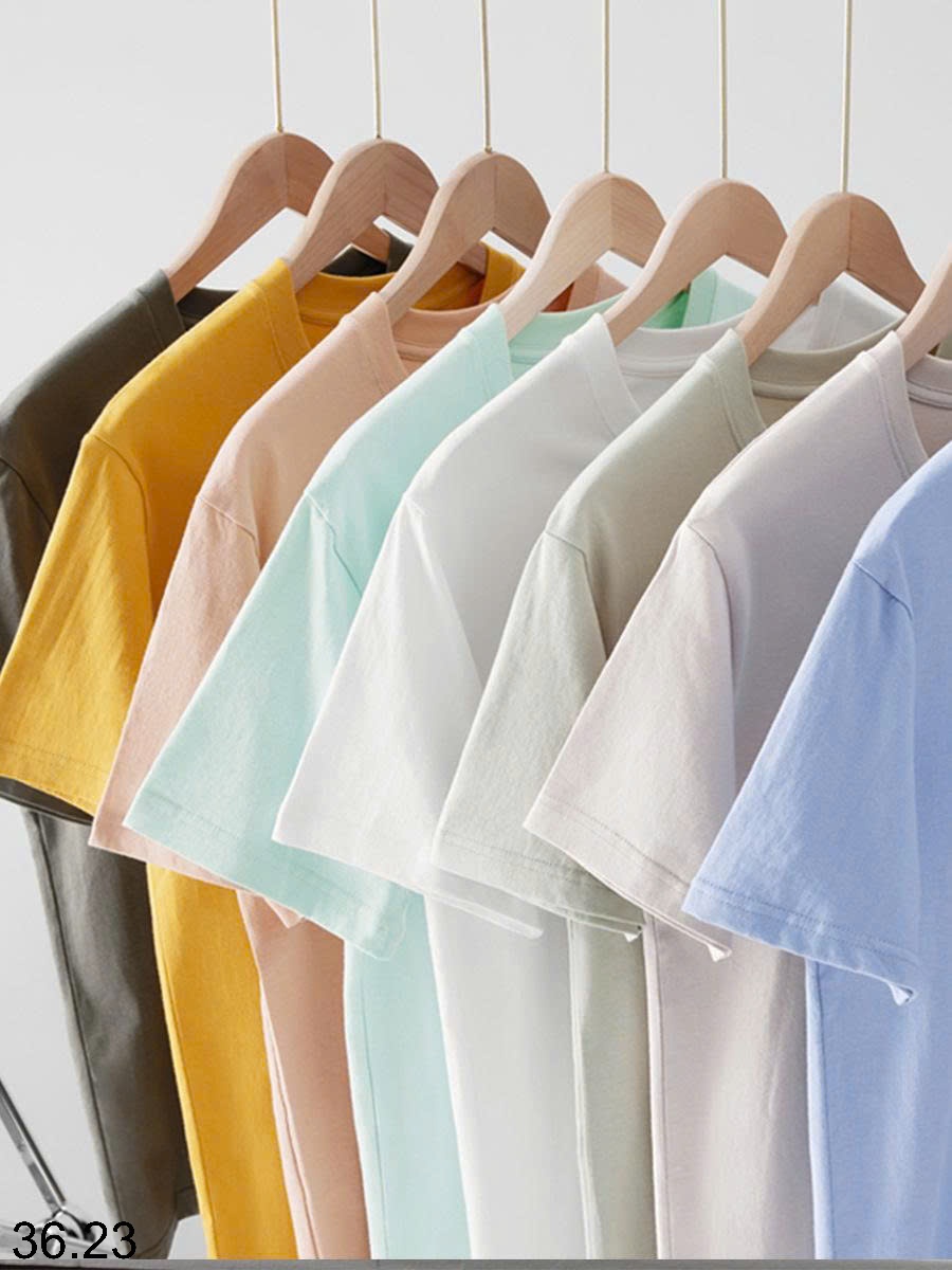 25HA36.23 - ÁO PHÔNG COTTON TRƠN MÀU BASIC NAM NỮ
