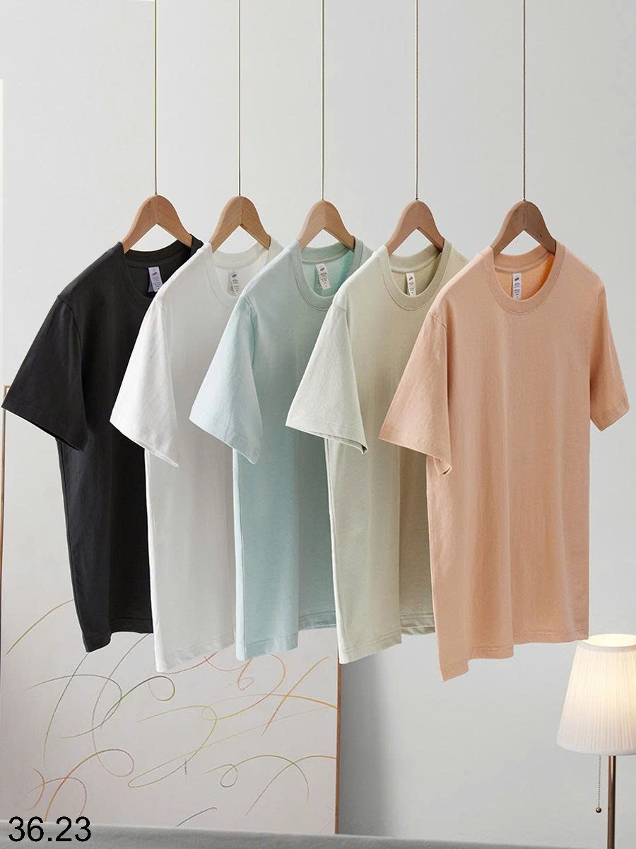 25HA36.23 - ÁO PHÔNG COTTON TRƠN MÀU BASIC NAM NỮ
