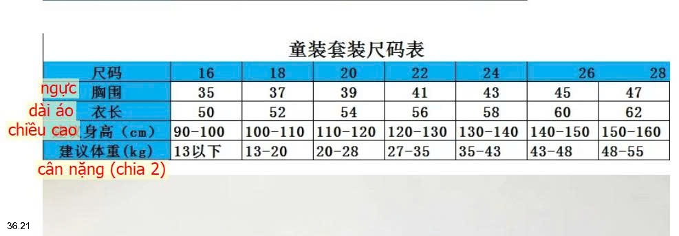 25HA36.21 - BỘ THỂ THAO CHO BÉ YÊU