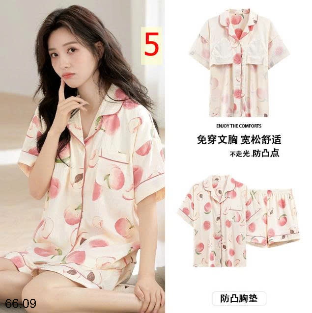 25HA66.09 - BỘ PIJAMA CỘC NỮ KÈM BRA