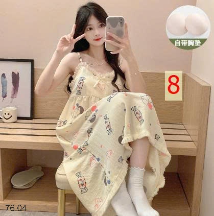 25HA76.04 - VÁY NGỦ 2 DÂY HỌA TIẾT KÈM ĐỆM NGỰC