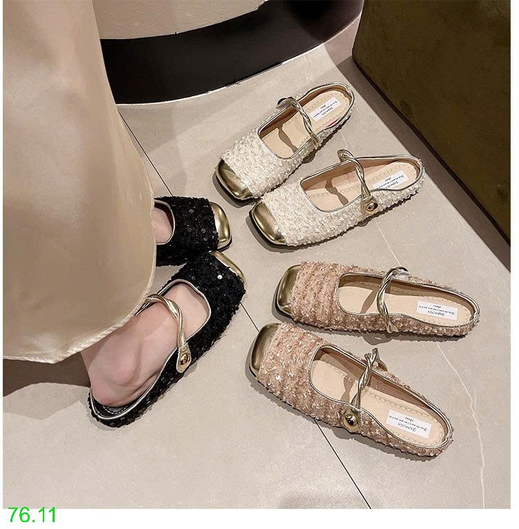 25HA76.11 - SỤC MARY JANE MŨI VUÔNG ĐÍNH SEQUIN