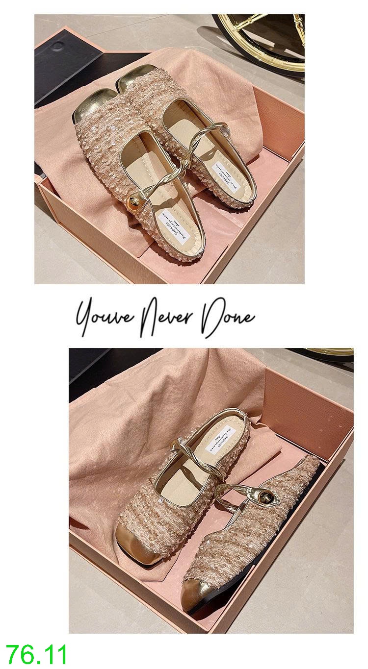 25HA76.11 - SỤC MARY JANE MŨI VUÔNG ĐÍNH SEQUIN