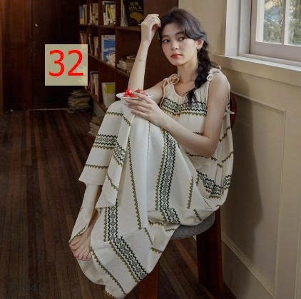 25HA76.04 - VÁY NGỦ 2 DÂY HỌA TIẾT KÈM ĐỆM NGỰC