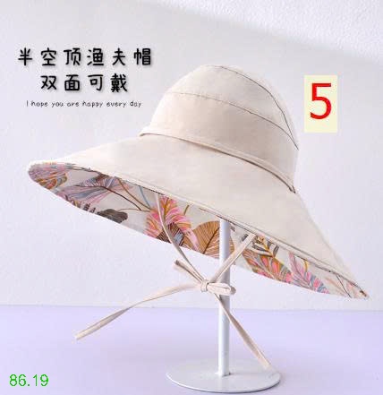 25HA86.19 - MŨ CHỐNG NẮNG NỬA ĐẦU HỌA TIẾT LÁ