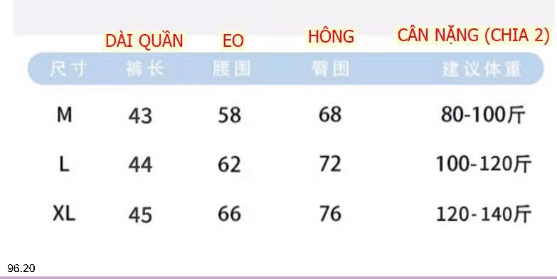 25HA96.20 - QUẦN VÁY TẬP NỮ