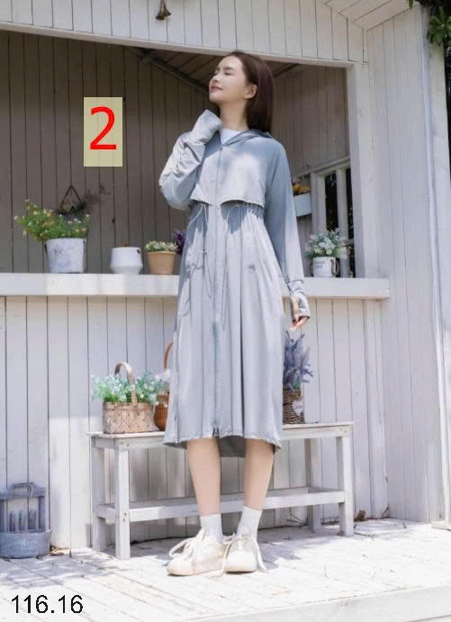 25HA116.16 - ÁO NẮNG LỤA BĂNG DÁNG DÀI INBLUE NỮ