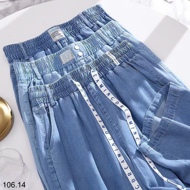 25HA106.14 - QUẦN JEAN TENCEL CAP CAO ỐNG RỘNG NỮ
