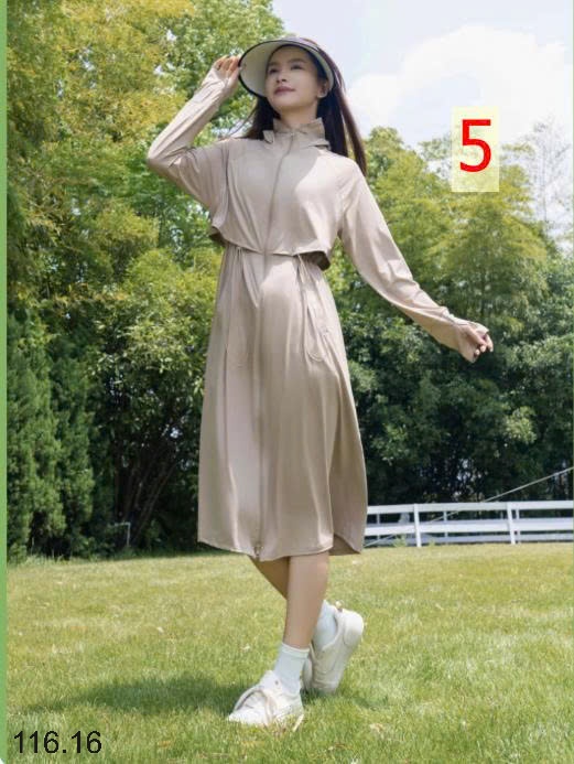 25HA116.16 - ÁO NẮNG LỤA BĂNG DÁNG DÀI INBLUE NỮ