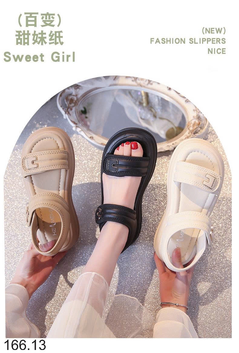 25HA166.13 - SANDAL QUAI NGANG ĐỘN ĐẾ CHO NỮ