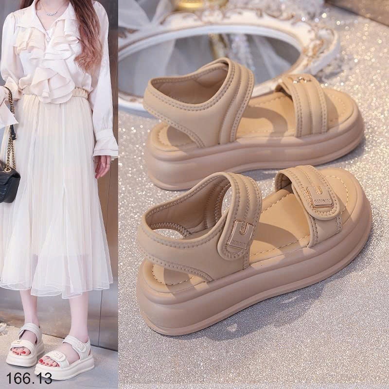 25HA166.13 - SANDAL QUAI NGANG ĐỘN ĐẾ CHO NỮ