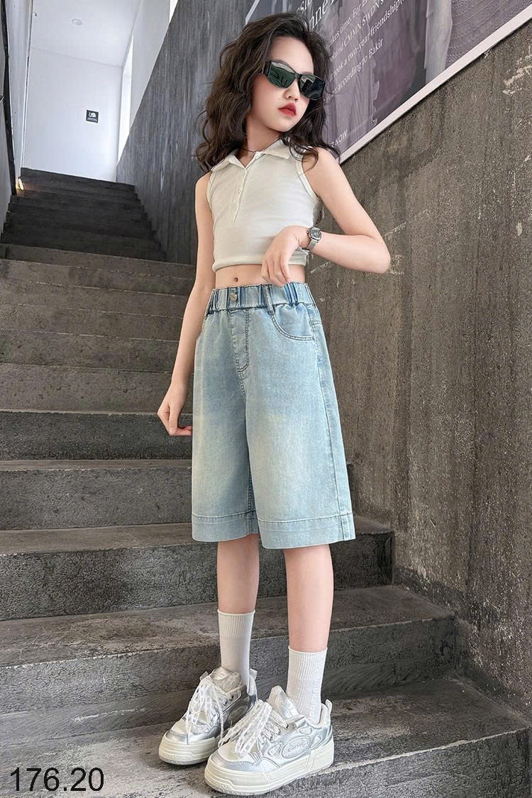 25HA176.20 -QUẦN SHORT JEAN BÉ GÁI SIZE ĐẠI