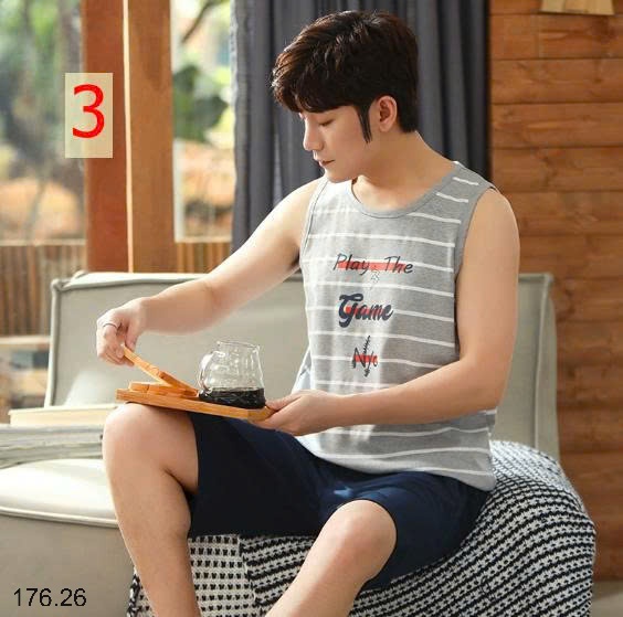 25HA176.26 - BỘ BA LỖ COTTON NAM MẶC NHÀ