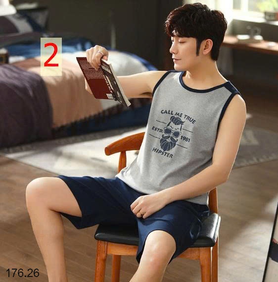25HA176.26 - BỘ BA LỖ COTTON NAM MẶC NHÀ